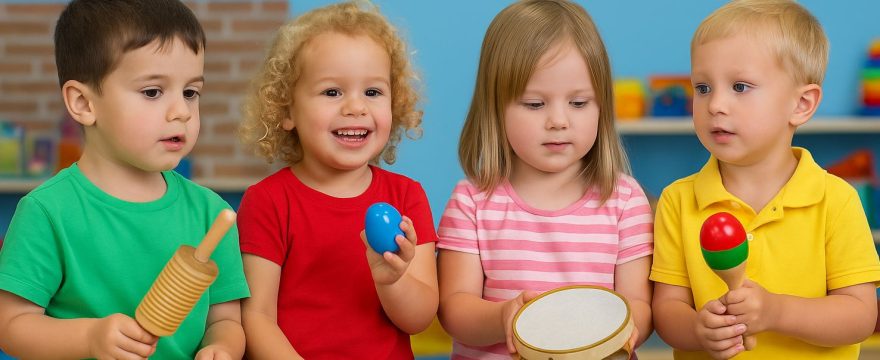 toddlers participating in Brighton Michigan music class