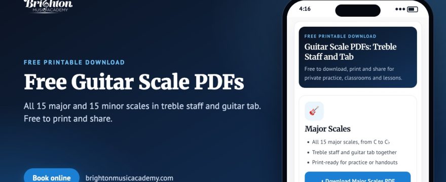 Free Guitar Tab & Treble Staff Scale PDFs (Major & Minor Keys)